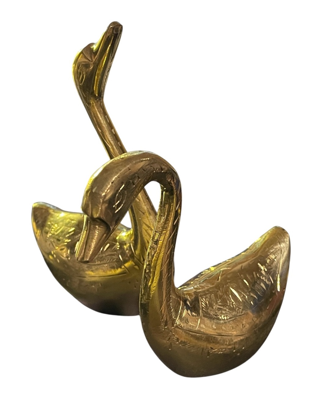 Vintage Brass Swan Figurines - Pair of Gold Decorative Swans